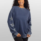 Burnout Crew Sweatshirt with Rhinestone Sleeves