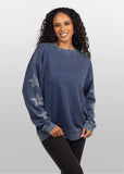 Burnout Crew Sweatshirt with Rhinestone Sleeves