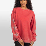 Burnout Crew Sweatshirt with Rhinestone Sleeves