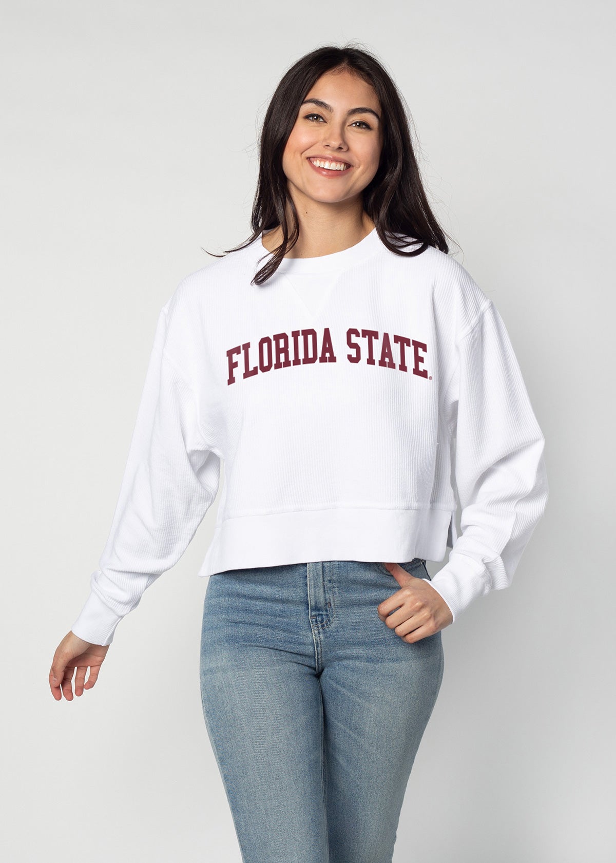 Corded Boxy Pullover Florida State Seminoles in White