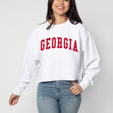 Corded Boxy Pullover Georgia Bulldogs in White