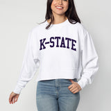 Corded Boxy Pullover Kansas State Wildcats in White
