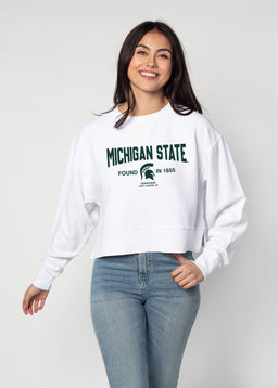 Michigan State Spartans Women's Burnout Pullover Sweatshirt - Oatmeal, Officially Licensed - View #2