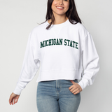 Corded Boxy Pullover Michigan State Spartans in White