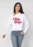Corded Boxy Pullover Ohio State Buckeyes in White
