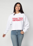 Corded Boxy Pullover Texas Tech Red Raiders in White