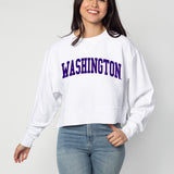 Corded Boxy Pullover Washington Huskies in White