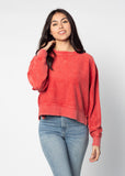 Corded Boxy Pullover in Red