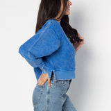 Corded Boxy Pullover Kansas Jayhawks in Royal