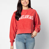 Corded Boxy Pullover Arkansas Razorbacks in Crimson