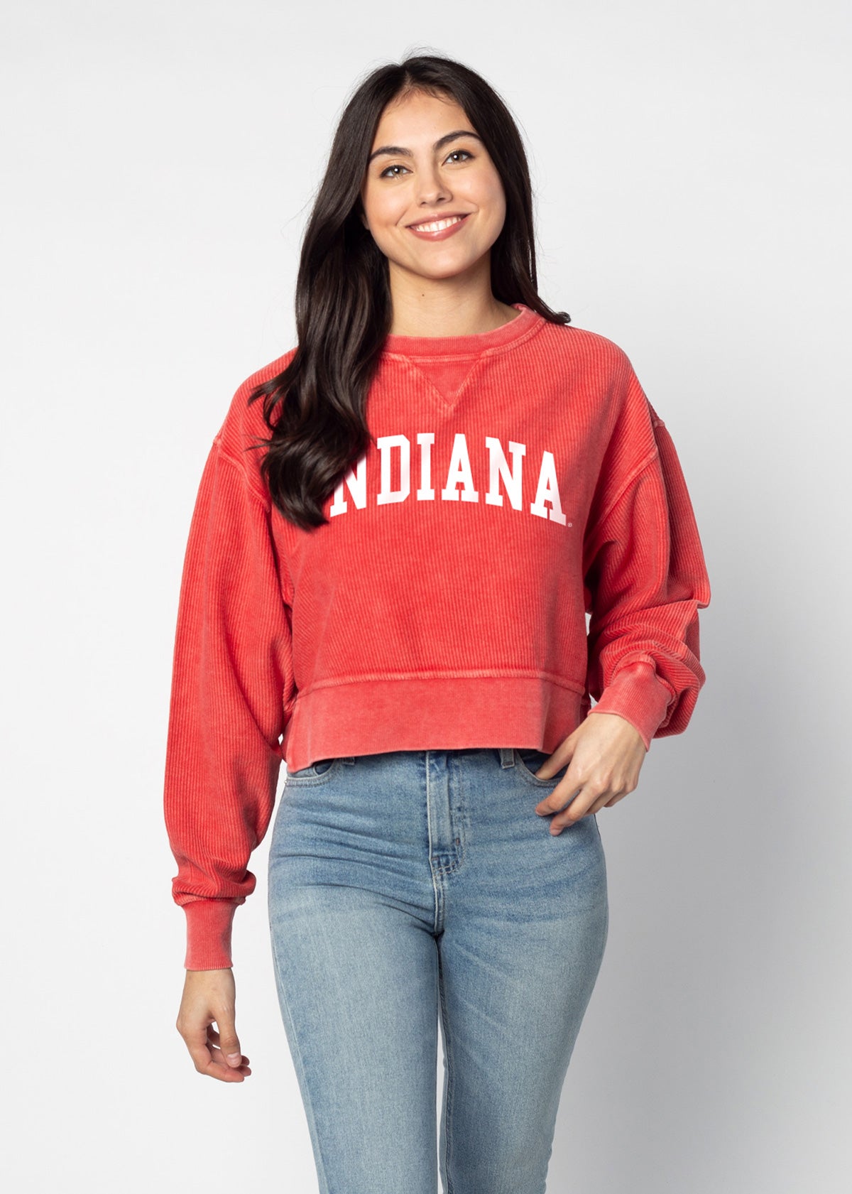 Corded Boxy Pullover Indiana Hoosiers in Crimson