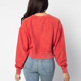 Corded Boxy Pullover Arkansas Razorbacks in Crimson