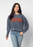 Chicka-d Women's Corded Boxy Pullover Sweater - Navy, Vintage Washed Cotton, Officially Licensed NCAA