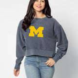 Corded Boxy Pullover Michigan Wolverines in Navy
