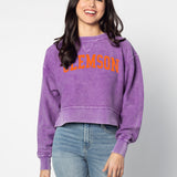 Corded Boxy Pullover Clemson Tigers in Purple