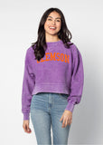 Corded Boxy Pullover Clemson Tigers in Purple