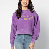 Corded Boxy Pullover Washington Huskies in Purple