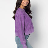 Corded Boxy Pullover Washington Huskies in Purple