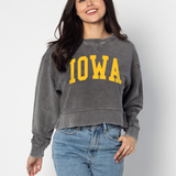 Corded Boxy Pullover Iowa Hawkeyes in Charcoal