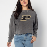 Corded Boxy Pullover Purdue Boilermakers in Charcoal