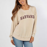 Harvard Unisex Light beige Oversized Burnout fleece Sweatshirt with Ribbed crew neckline, cuffs, hem, dropped shoulders and relaxed bottom hem
