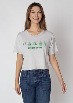 Oregon Ducks Women's Steel Relaxed, boxy Mineral wash T-Shirt with Crew neck and short sleeves