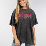 Arkansas Razorbacks Unisex Graphite Oversized Mineral wash T-Shirt with Lived-in feel and look, short sleeve, crew neck and drop shoulders
