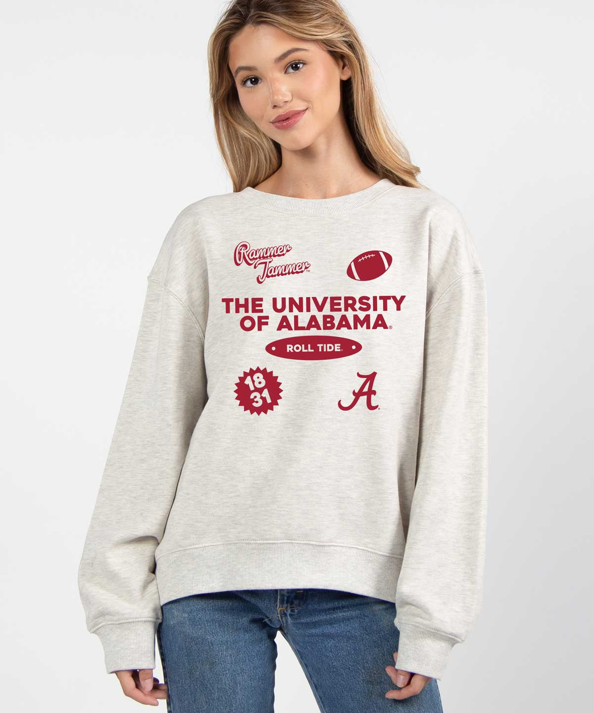 Alabama Crimson Tide oversized womens Old School Crew sweatshirt