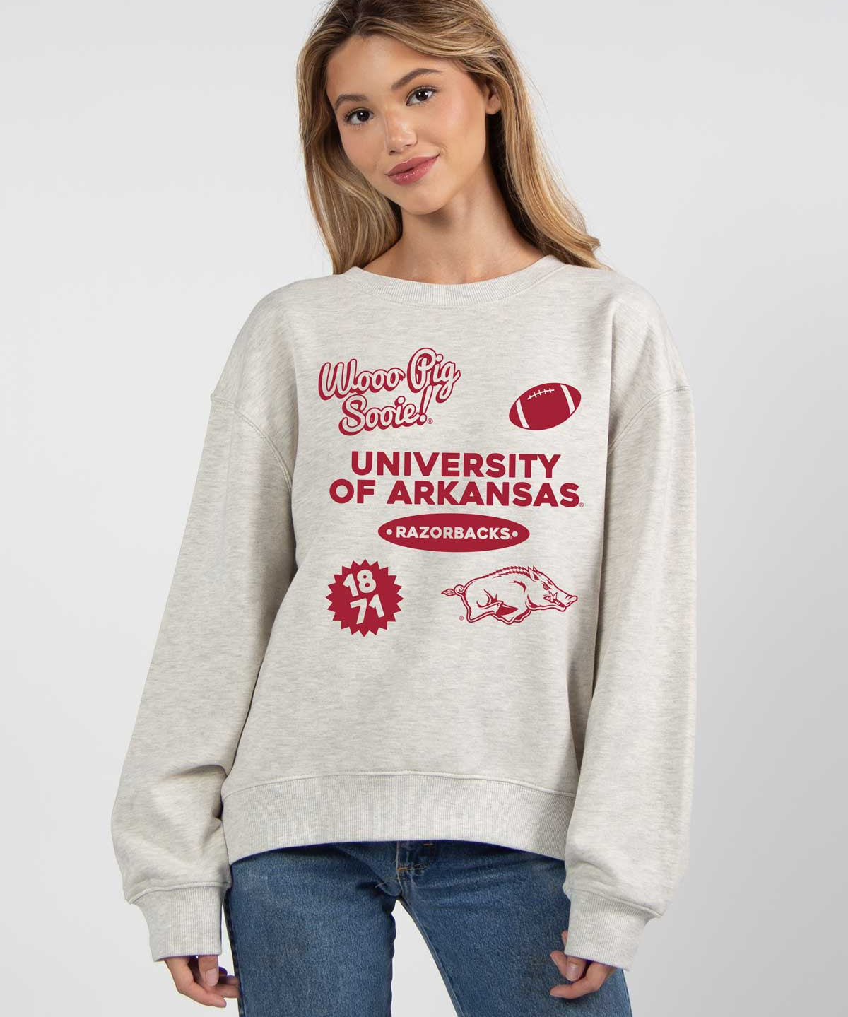 Arkansas Razorbacks oversized womens Old School Crew sweatshirt