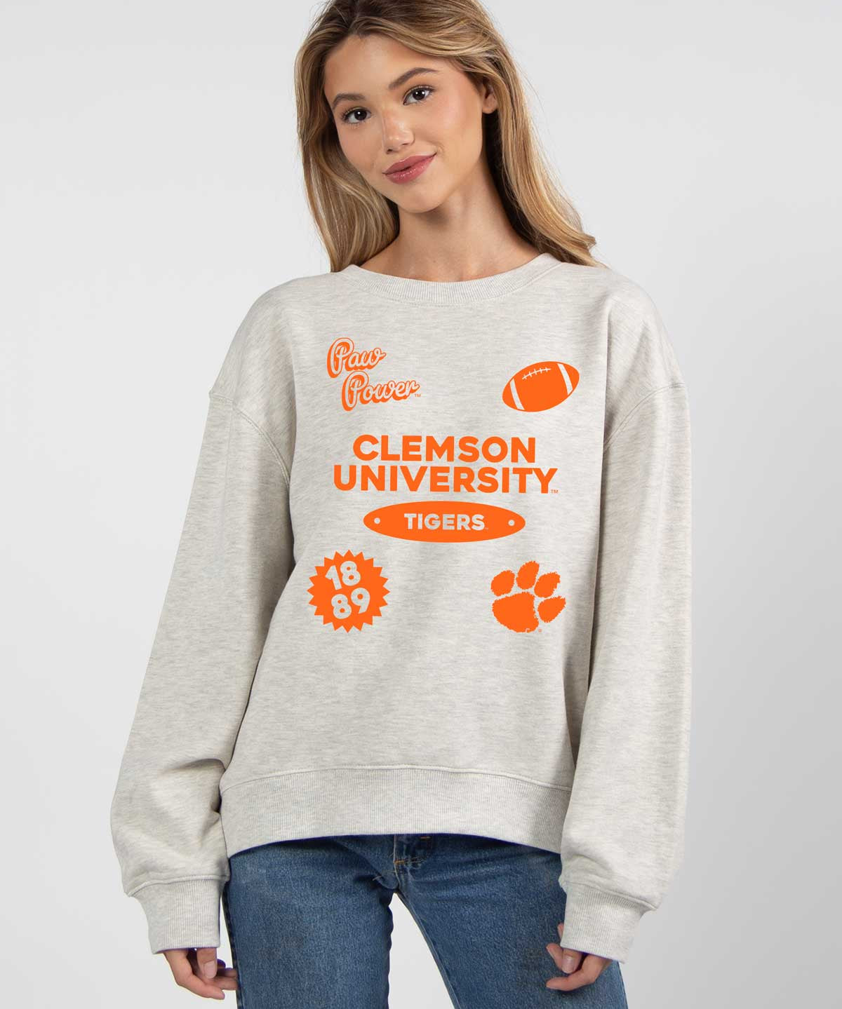 Clemson Tigers oversized womens Old School Crew sweatshirt