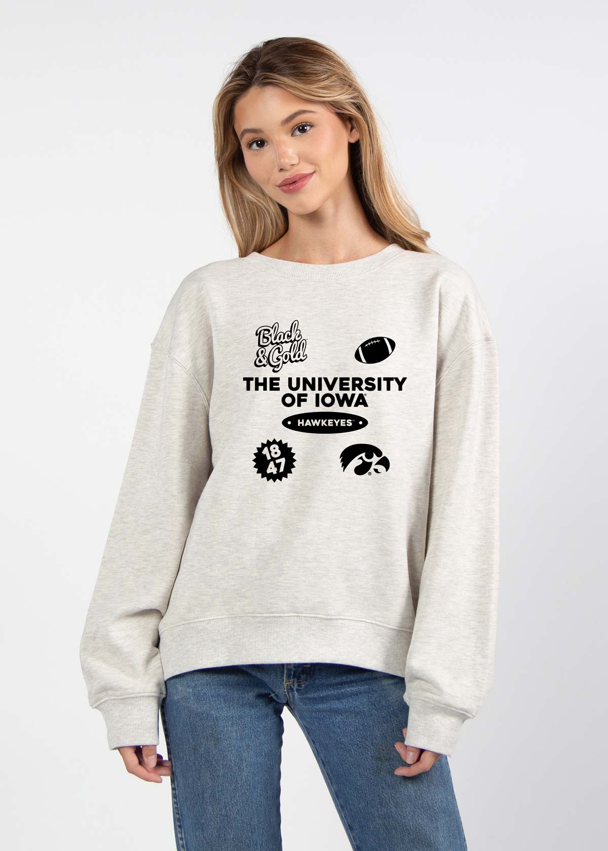 Iowa Hawkeyes oversized womens Old School Crew sweatshirt