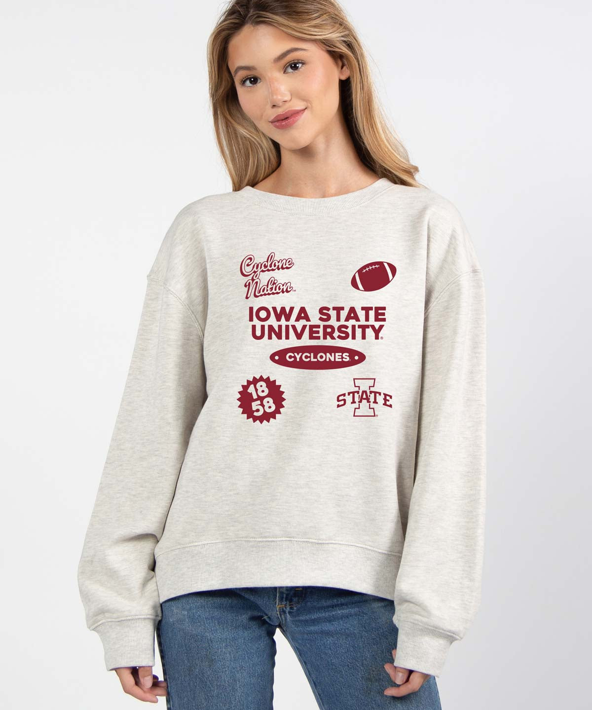 Iowa State Cyclones oversized womens Old School Crew sweatshirt
