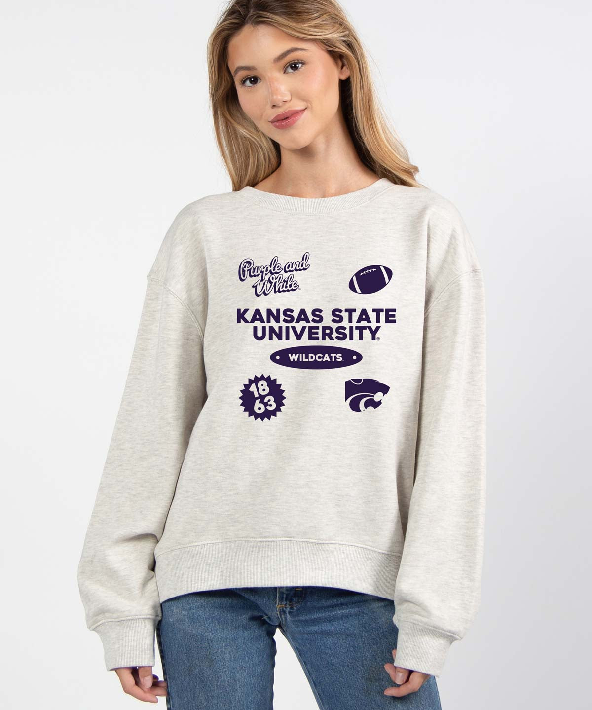 Kansas State Wildcats oversized womens Old School Crew sweatshirt
