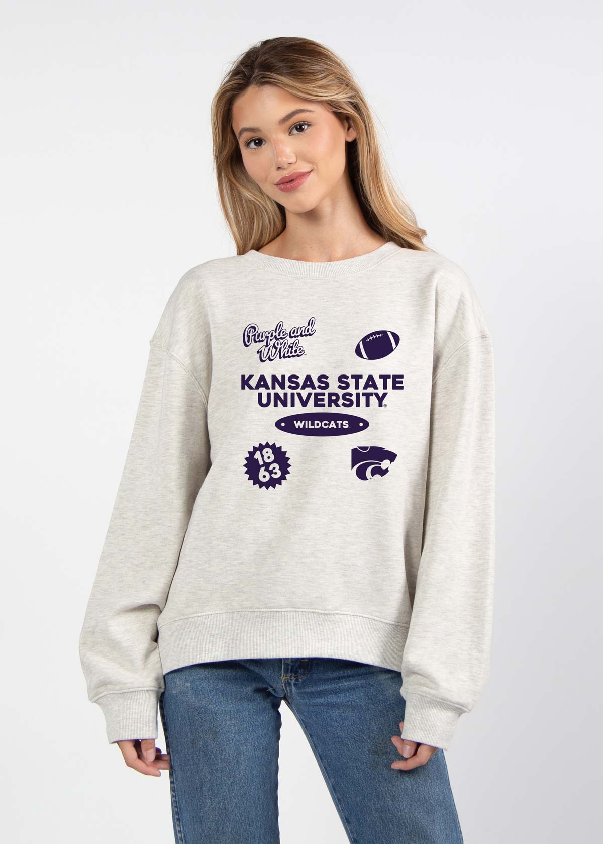 Kansas State Wildcats oversized womens Old School Crew sweatshirt