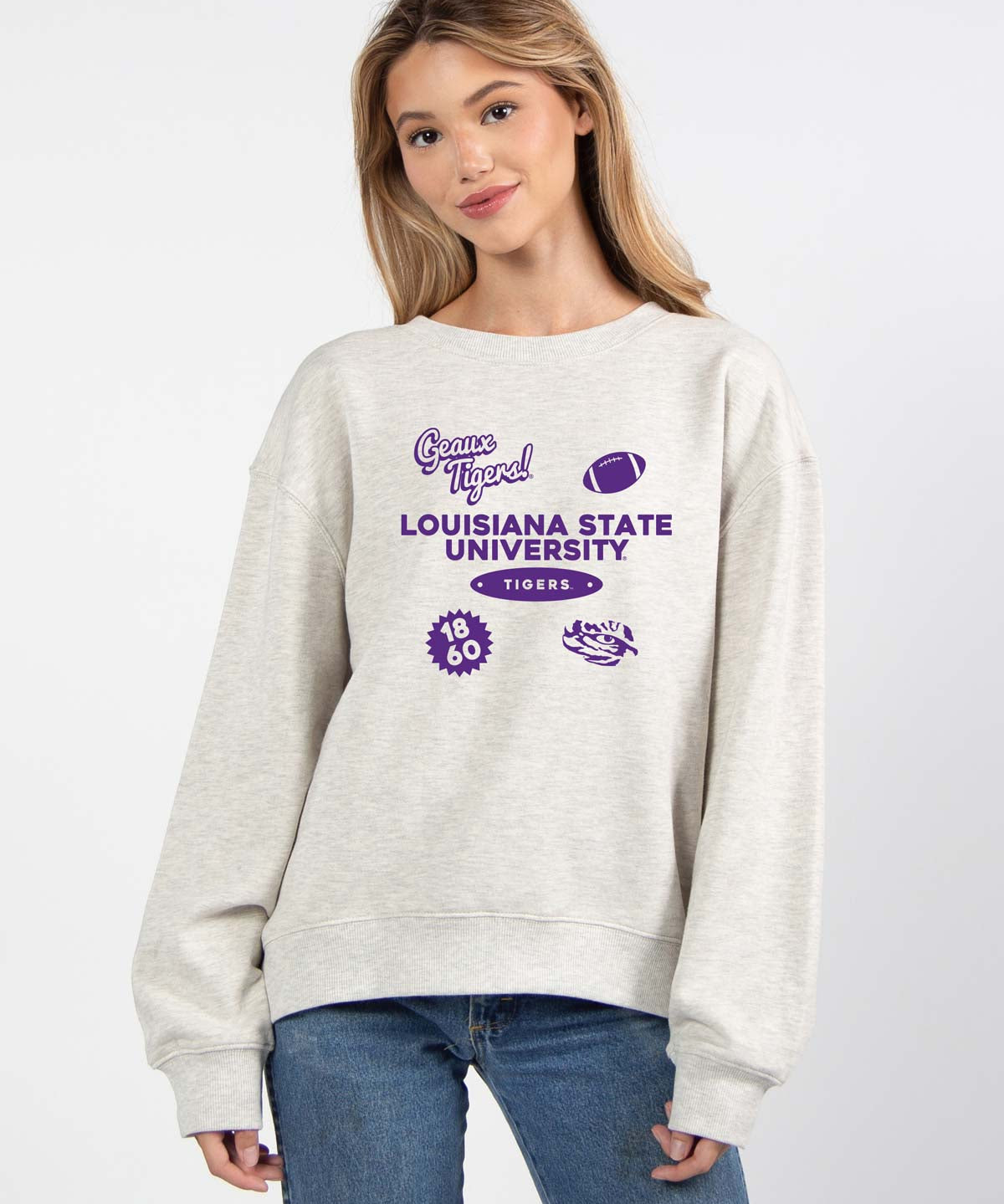 LSU Tigers oversized womens Old School Crew sweatshirt