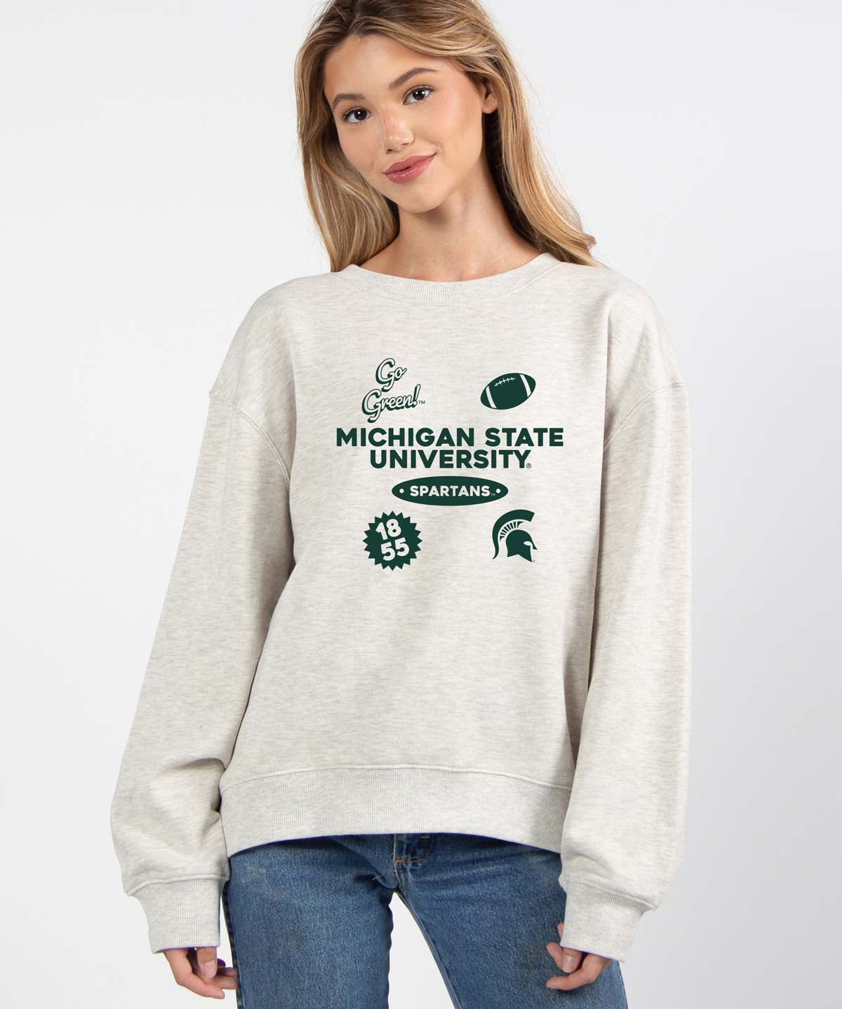Michigan State Spartans oversized womens Old School Crew sweatshirt