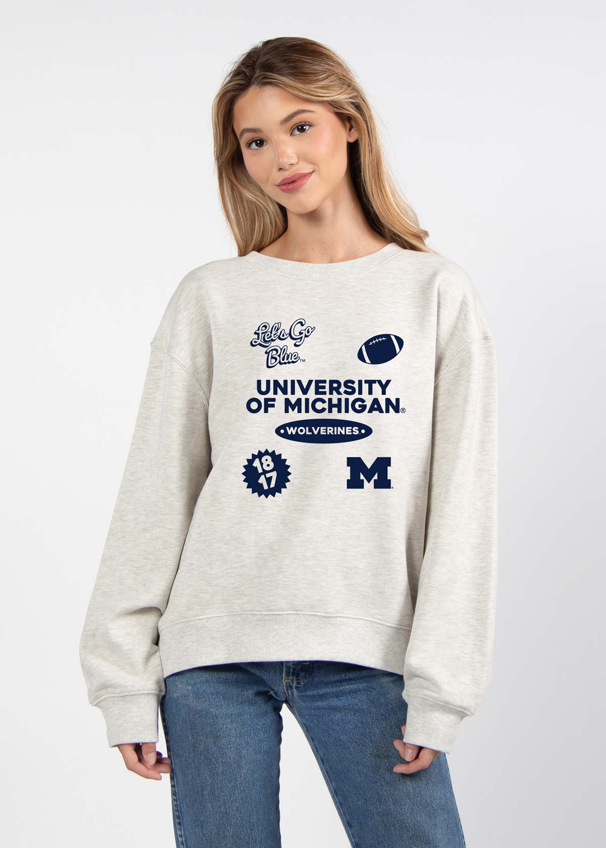 Michigan Wolverines oversized womens Old School Crew sweatshirt