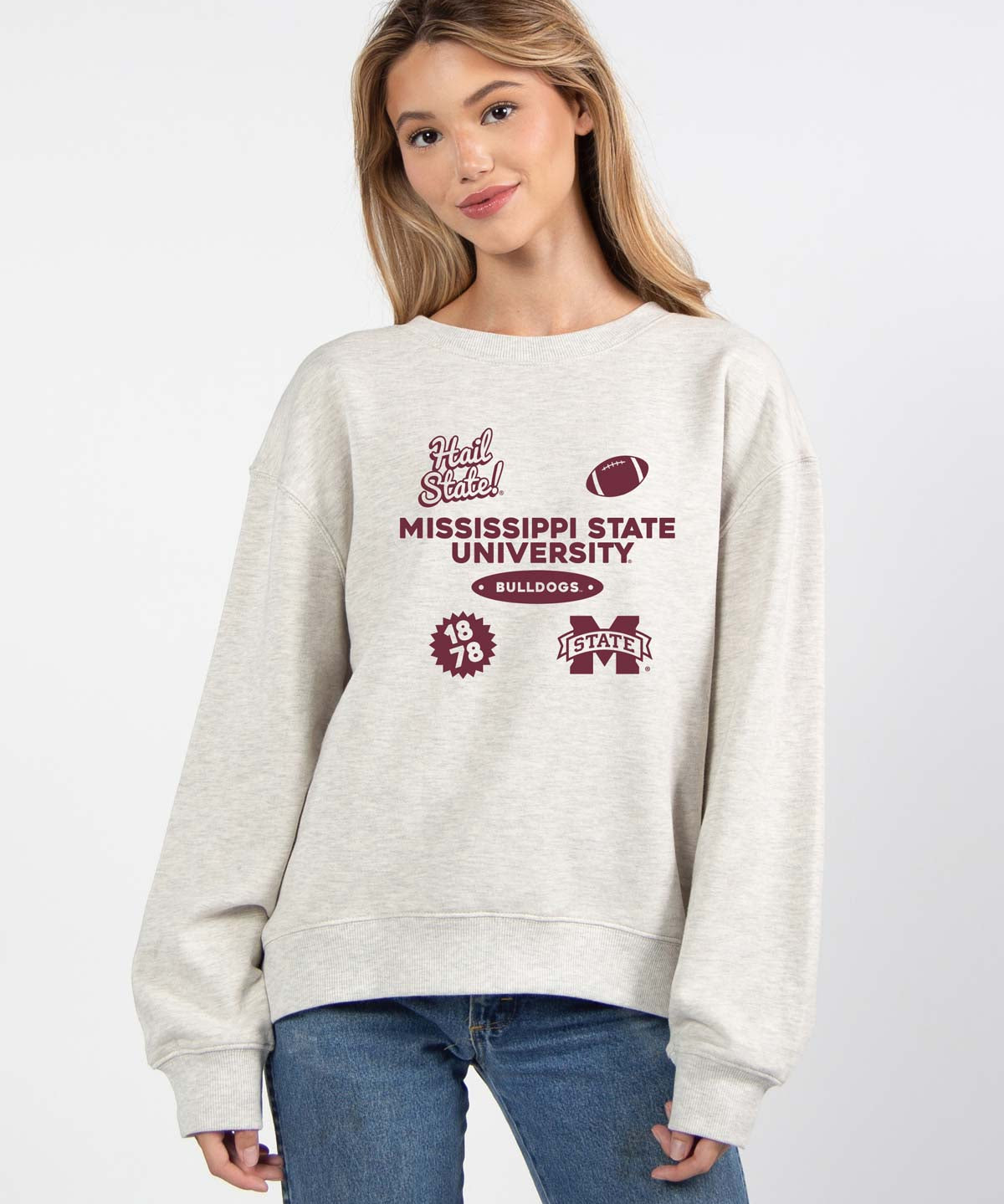 Mississippi State Bulldogs oversized womens Old School Crew sweatshirt