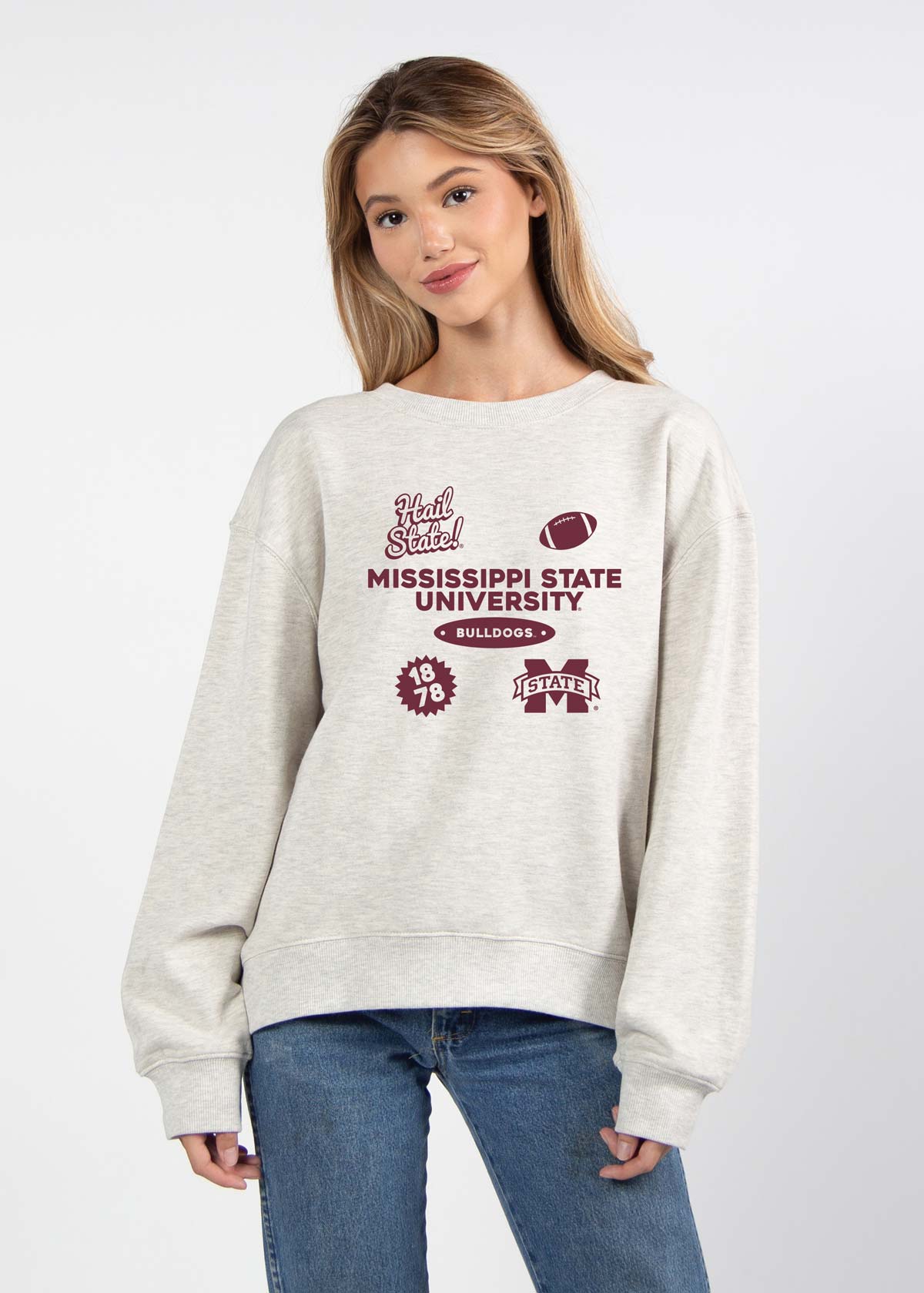 Mississippi State Bulldogs oversized womens Old School Crew sweatshirt