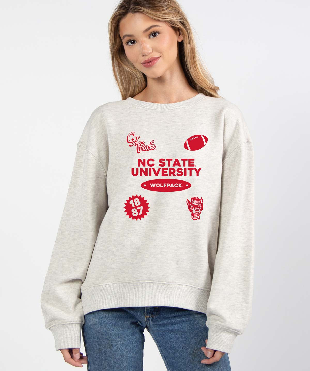 NC State Wolfpack oversized womens Old School Crew sweatshirt