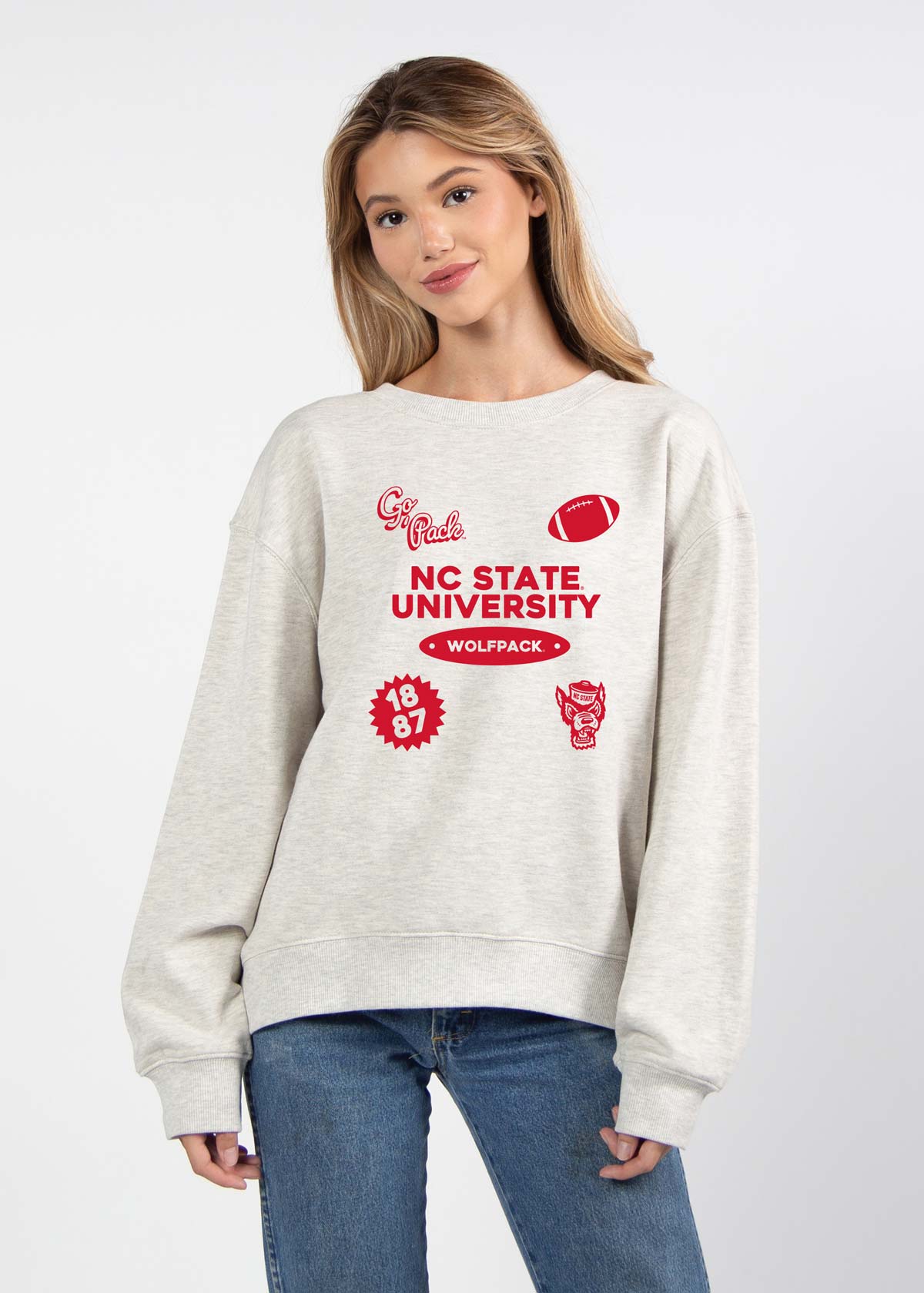 NC State Wolfpack oversized womens Old School Crew sweatshirt