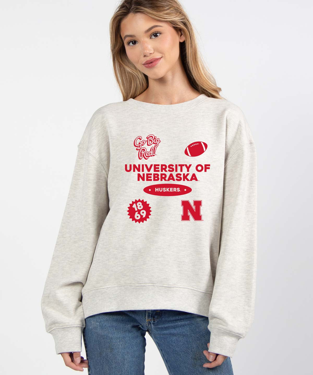 Nebraska Cornhuskers oversized womens Old School Crew sweatshirt