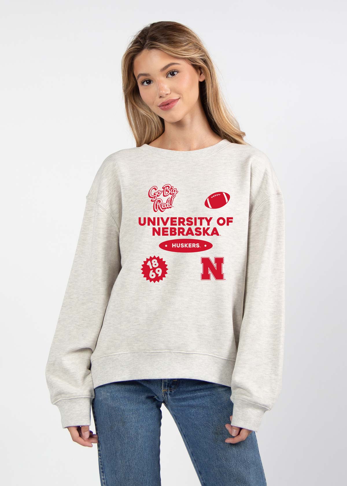 Nebraska Cornhuskers oversized womens Old School Crew sweatshirt