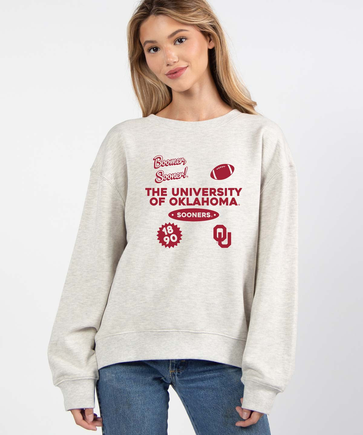 Oklahoma Sooners oversized womens Old School Crew sweatshirt