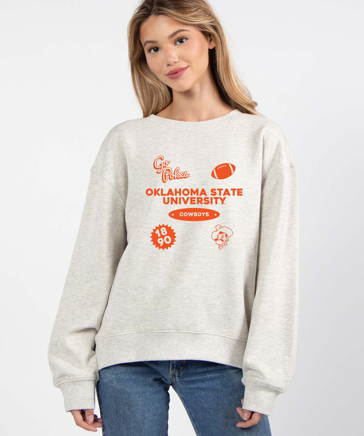 Oklahoma State Cowboys oversized womens Old School Crew sweatshirt
