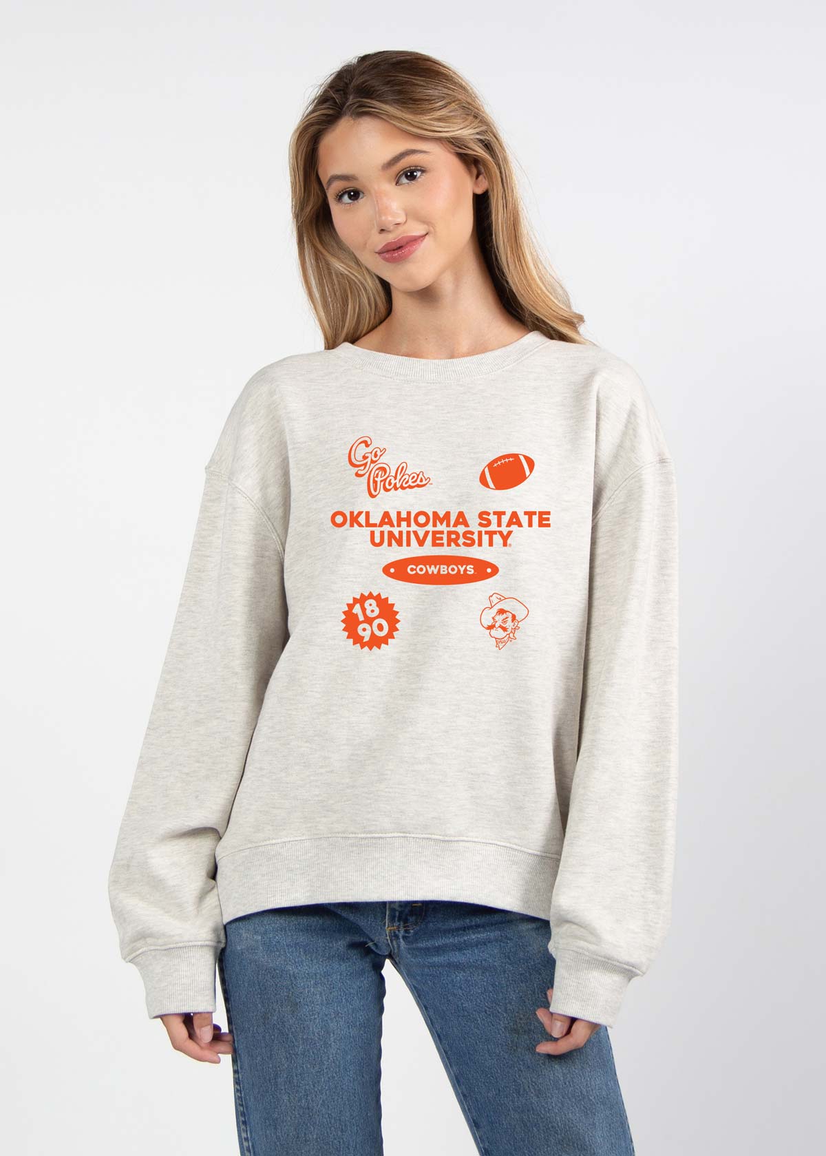 Oklahoma State Cowboys oversized womens Old School Crew sweatshirt