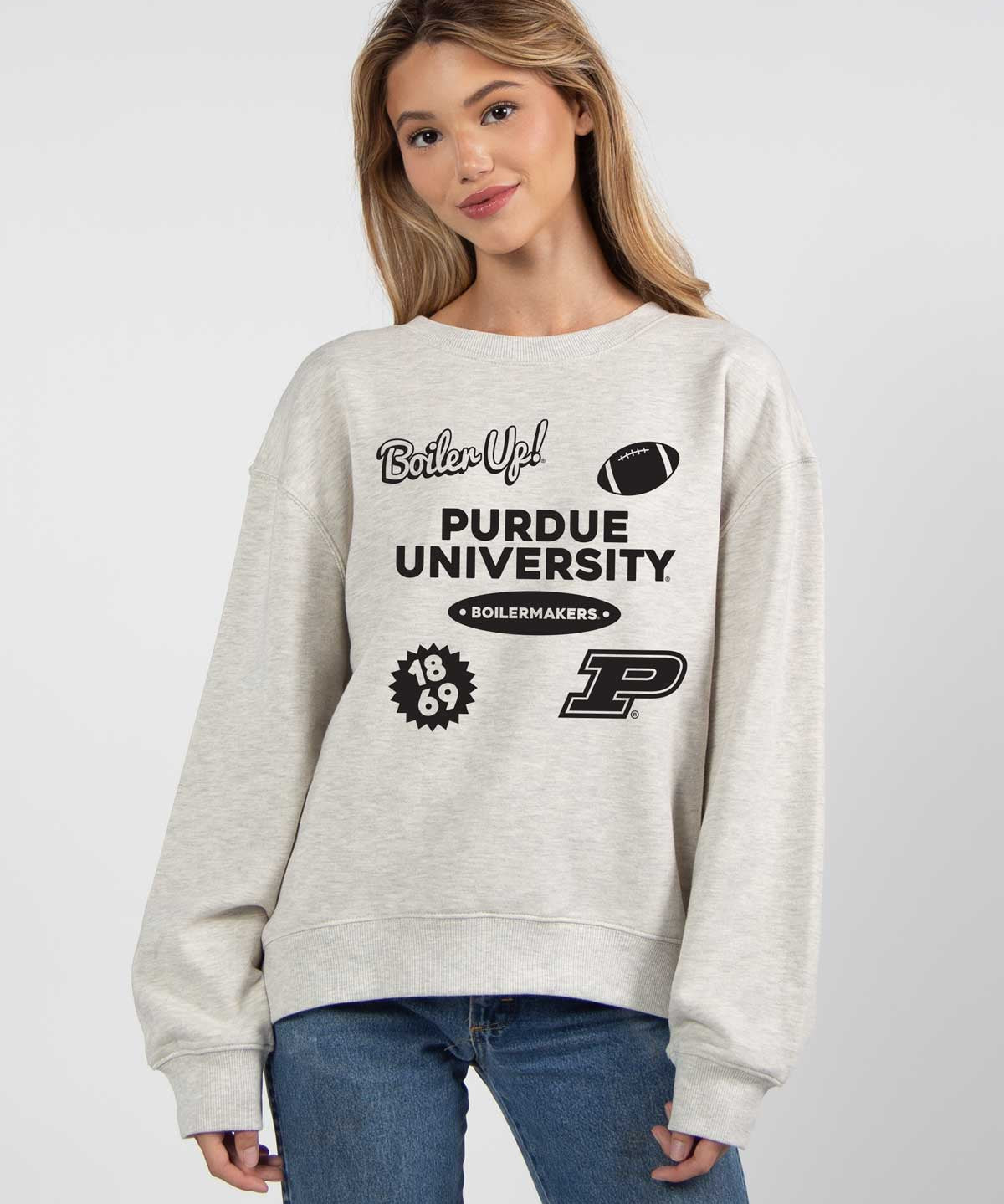Purdue Boilermakers oversized womens Old School Crew sweatshirt