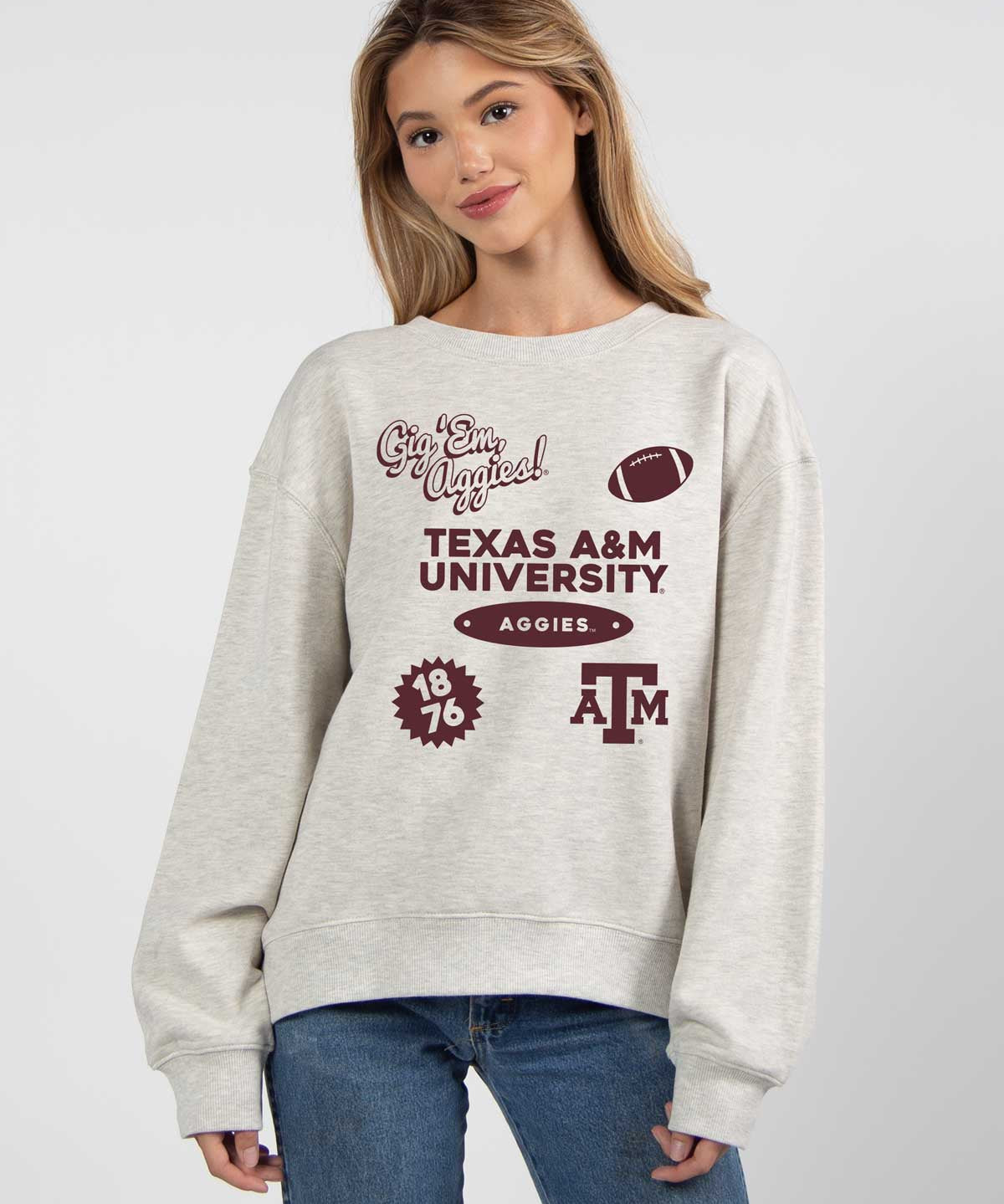Texas A&M Aggies oversized womens Old School Crew sweatshirt