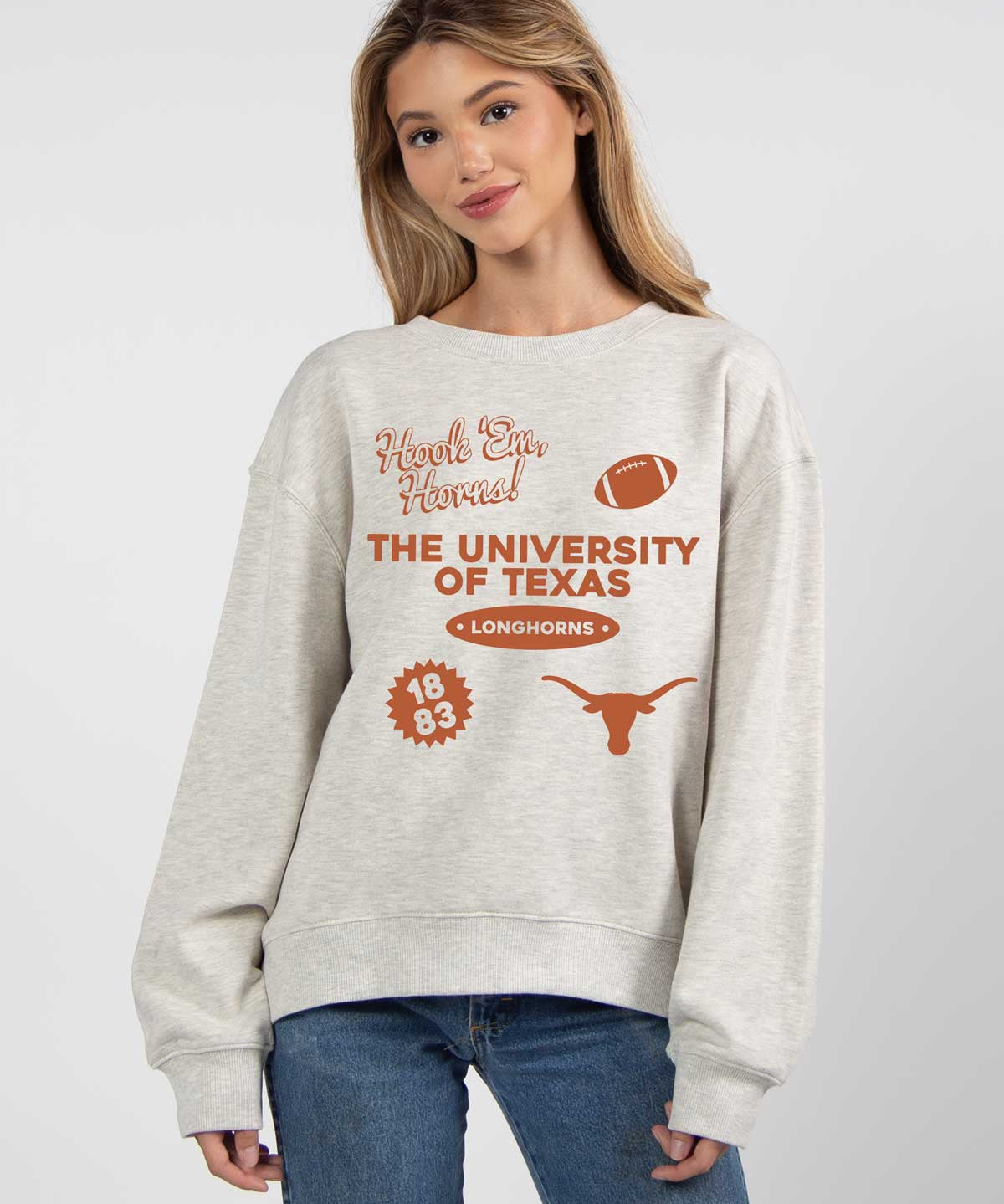 Texas Longhorns oversized womens Old School Crew sweatshirt