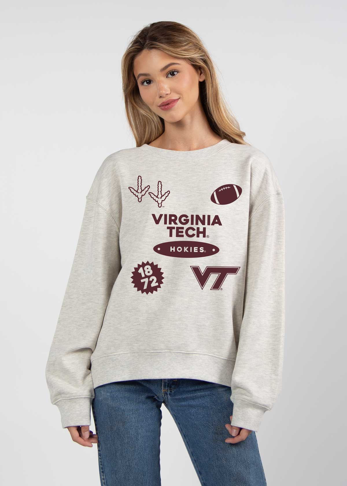 Virginia Tech Hokies oversized womens Old School Crew sweatshirt
